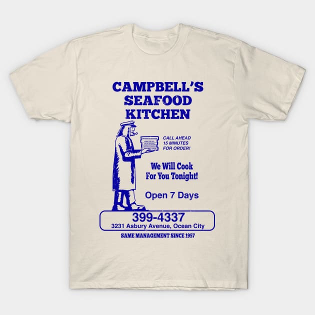 Campbell's Seafood Kitchen - Blue Print T-Shirt by mcillustrator